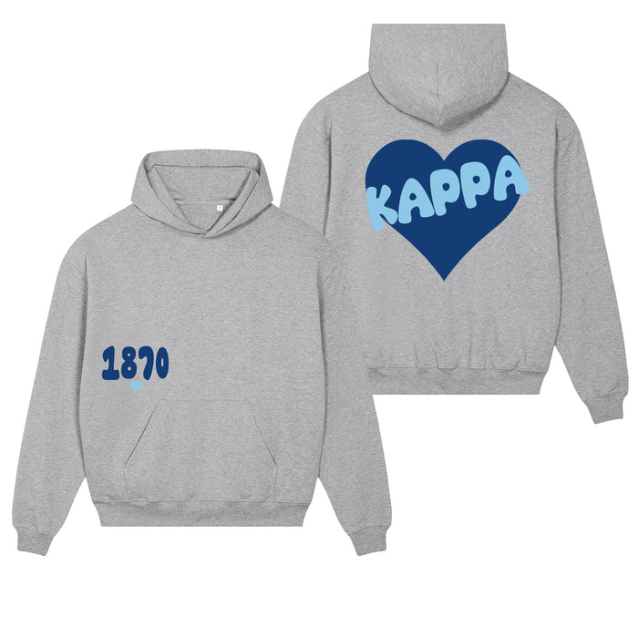 Kappa Kappa Gamma Boxy Heart Pullover Hoodie - Grey