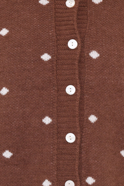 Petal and Pup USA KNITWEAR Karia Polka Dot Cardigan - Brown