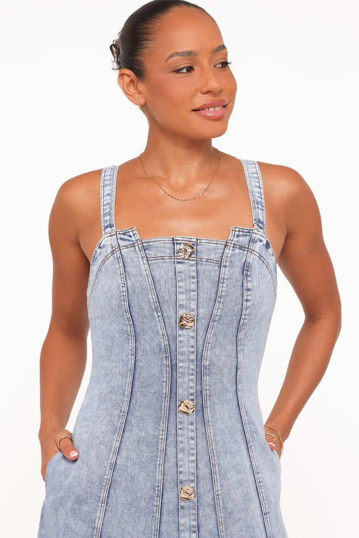 Petal and Pup USA DRESSES Katie Maxi Dress - Med Denim