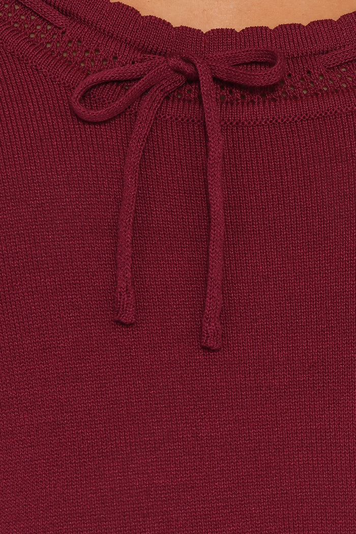 Petal and Pup USA DRESSES Kaylee Knit Long Sleeve Mini Dress - Burgundy