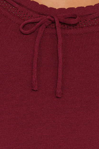 Petal and Pup USA DRESSES Kaylee Knit Long Sleeve Mini Dress - Burgundy