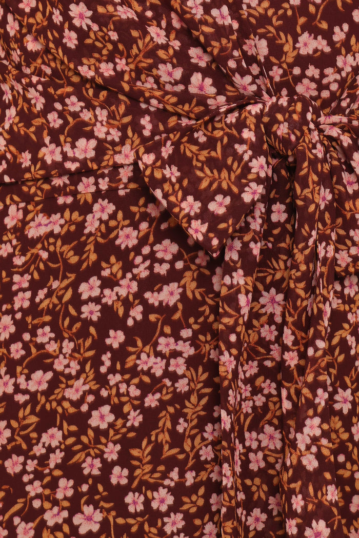 Petal and Pup USA DRESSES Kaylie Mini Dress - Brown Ditsy Floral