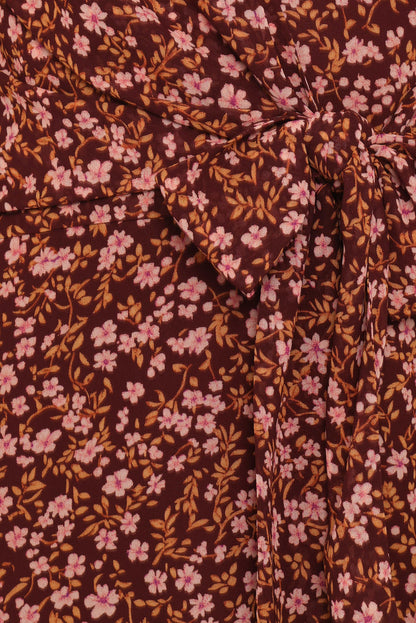 Petal and Pup USA DRESSES Kaylie Mini Dress - Brown Ditsy Floral