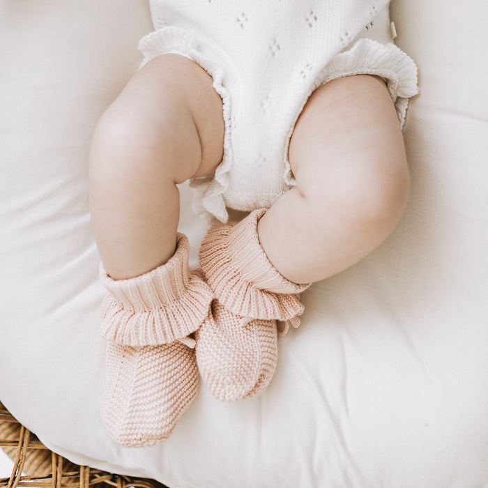 Knit Frill Booties - Dusk