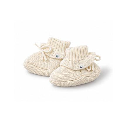 Knit Frill Booties - Ivory