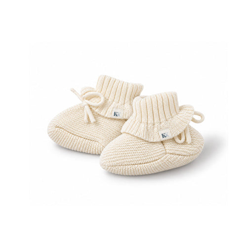 Knit Frill Booties - Ivory