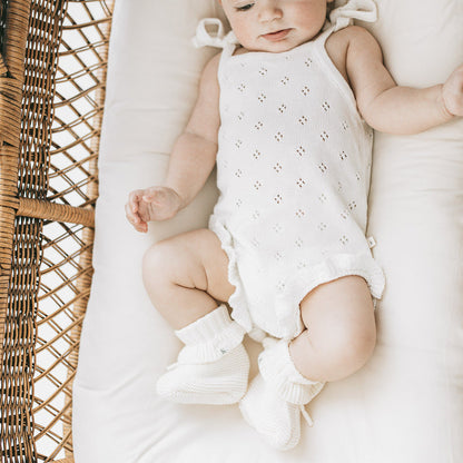 Knit Frill Booties - Ivory