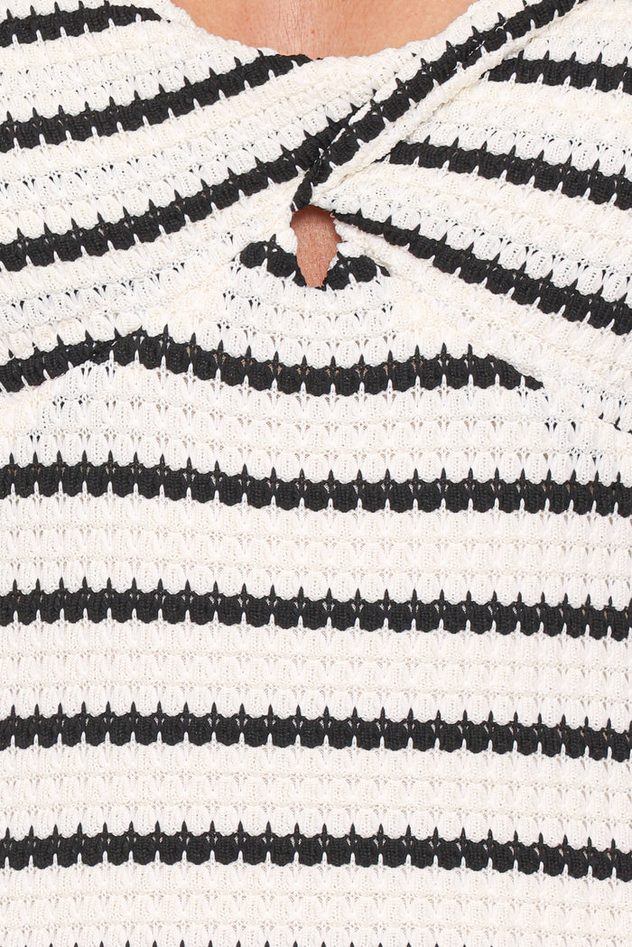 Petal and Pup USA DRESSES Kristina Midi Dress - Black/White Stripe