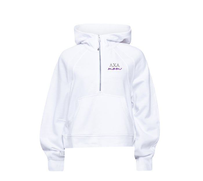 Lambda Chi Alpha Mom lululemon Scuba Oversized Crop Half-Zip Hoodie - White