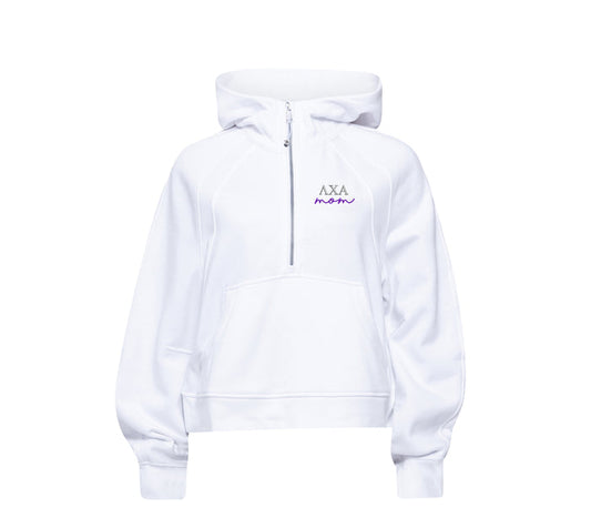 Lambda Chi Alpha Mom lululemon Scuba Oversized Crop Half-Zip Hoodie - White