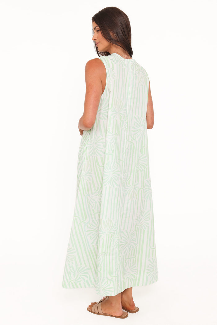 Petal and Pup USA DRESSES Laurita Maxi Dress - Jade Painted Stripe