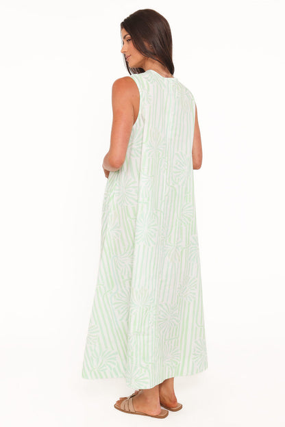 Petal and Pup USA DRESSES Laurita Maxi Dress - Jade Painted Stripe