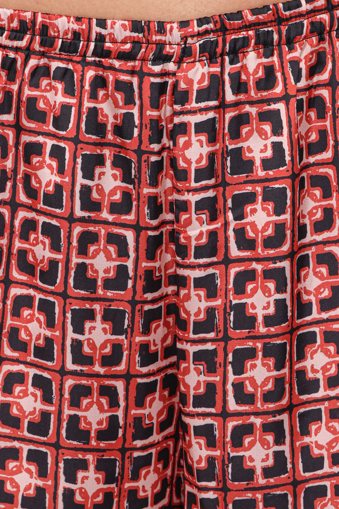 Petal and Pup USA BOTTOMS Lexi Elastic Waist Pant - Red Geometric