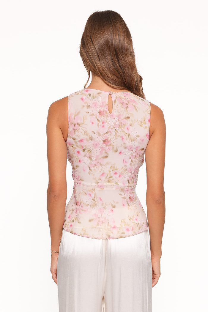 Petal and Pup USA TOPS Limona Peplum Top - Blurred Pink Floral
