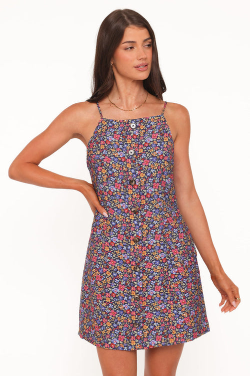 Petal and Pup USA DRESSES Lindsay Mini Dress - Blue Denim Ditsy