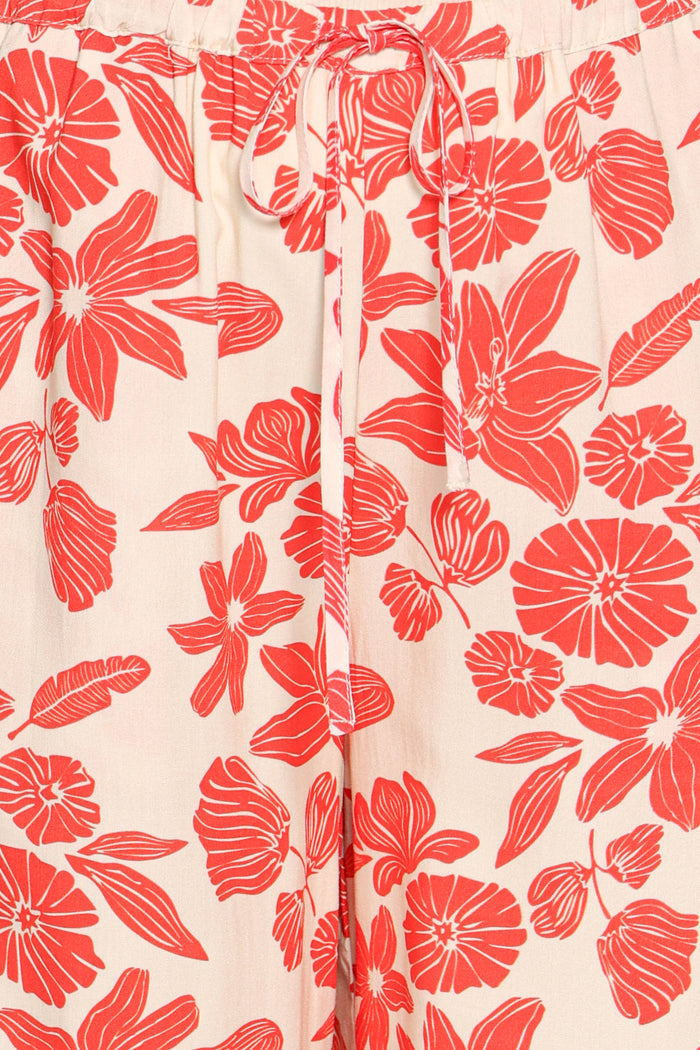 BOTTOMS Lira Tie Waist Pant - Red Floral