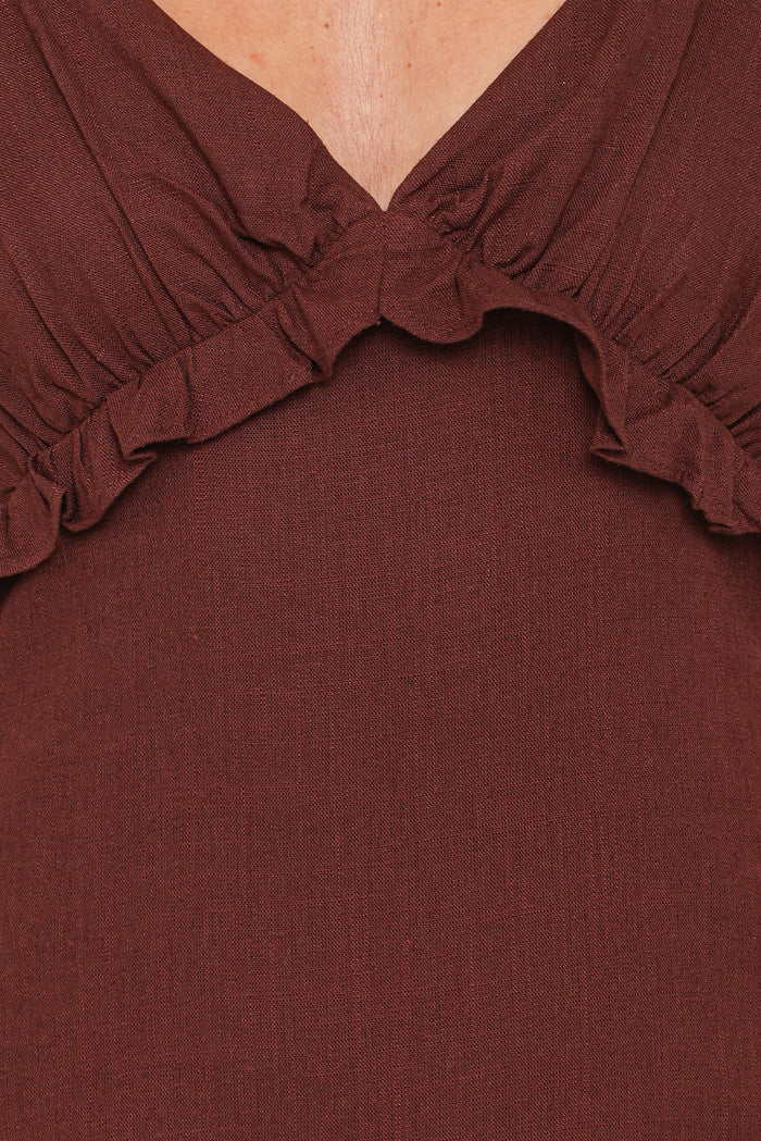 Petal and Pup USA DRESSES Lorella Midi Dress - Dark Brown