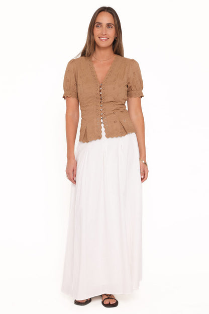 Petal and Pup USA TOPS Lorraine Eyelet Top - Brown