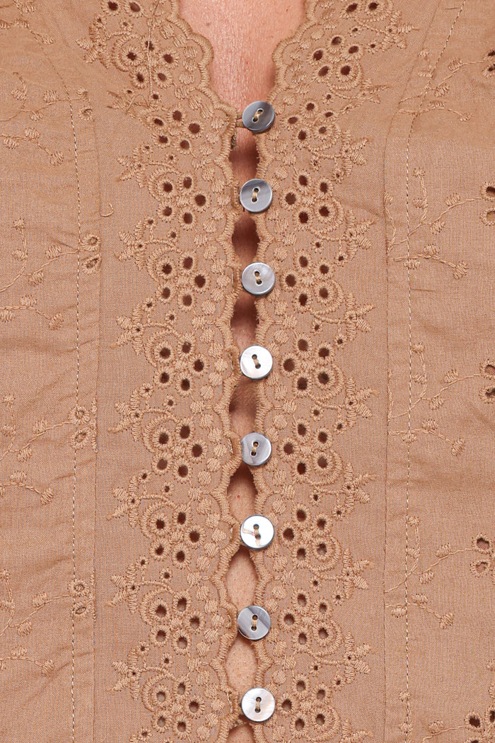 Petal and Pup USA TOPS Lorraine Eyelet Top - Brown