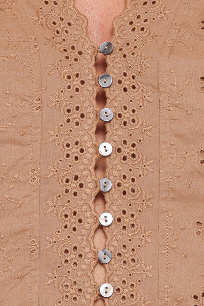 Petal and Pup USA TOPS Lorraine Eyelet Top - Brown