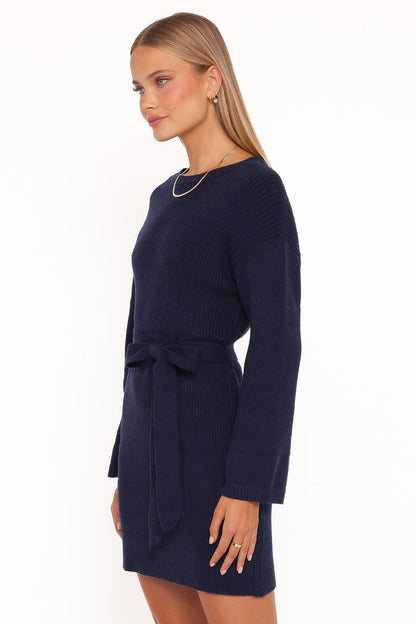 Petal and Pup USA DRESSES Lucca Mini Sweater Dress - Navy