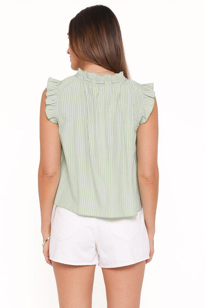 Petal and Pup USA TOPS Luisa Ruffle Top - Green/White