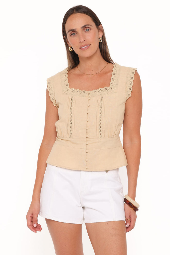 Petal and Pup USA TOPS Luke Button Top - Khaki