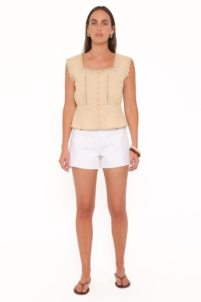 Petal and Pup USA TOPS Luke Button Top - Khaki