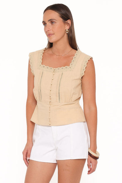 Petal and Pup USA TOPS Luke Button Top - Khaki