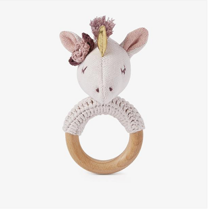 Luna Unicorn Wooden Baby Rattle