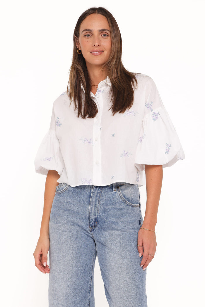Petal and Pup USA TOPS Luneth Button Up Blouse - White