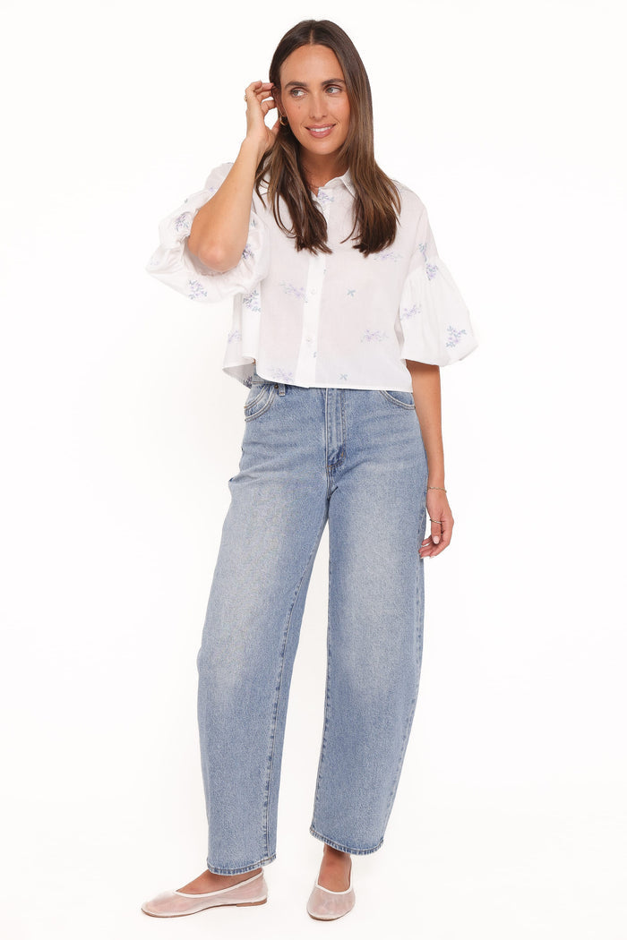 Petal and Pup USA TOPS Luneth Button Up Blouse - White