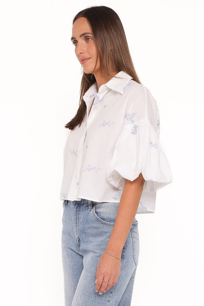 Petal and Pup USA TOPS Luneth Button Up Blouse - White