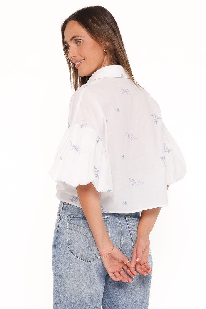 Petal and Pup USA TOPS Luneth Button Up Blouse - White