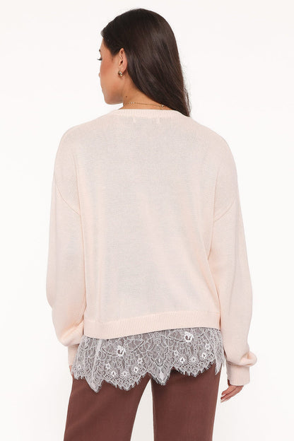 KNITWEAR Mabel Lace Trim Sweater - Cream White