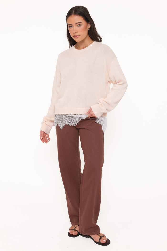 KNITWEAR Mabel Lace Trim Sweater - Cream White