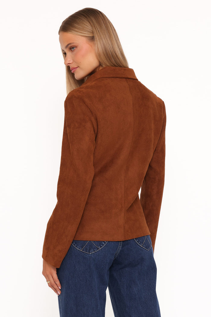 Petal and Pup USA OUTERWEAR Mahlee Faux Suede Shacket - Copper Tan