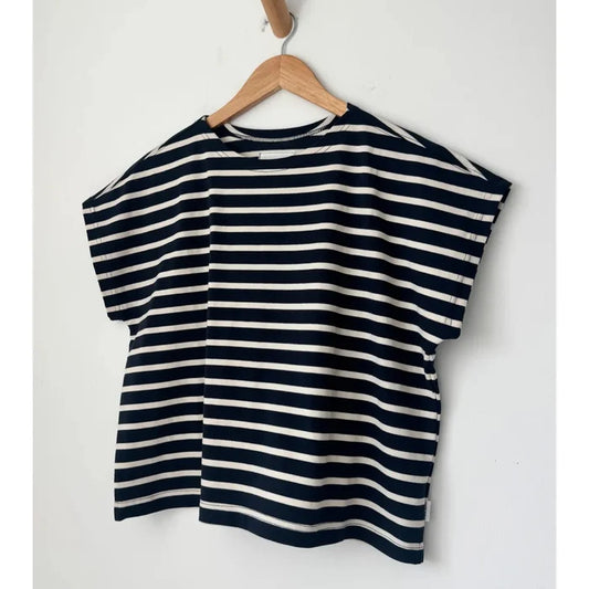 Manon Tee - White Stripe on Navy