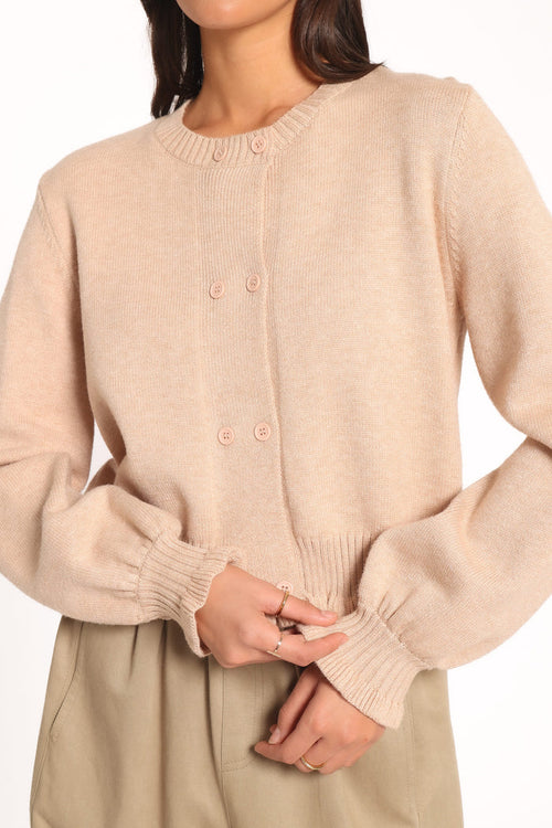 KNITWEAR Marjorie Frill Cardigan - Beige