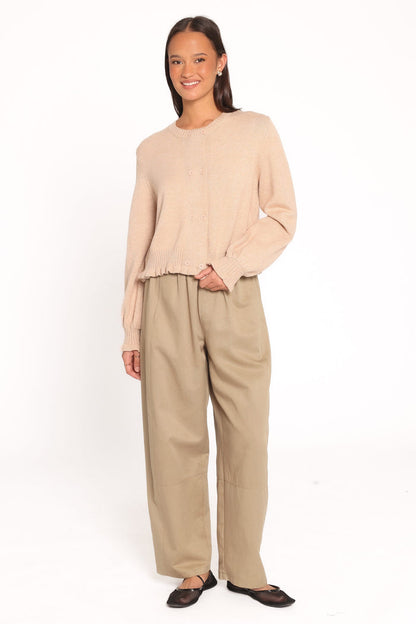 KNITWEAR Marjorie Frill Cardigan - Beige