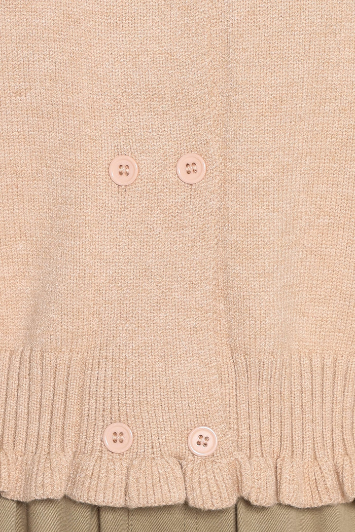 KNITWEAR Marjorie Frill Cardigan - Beige