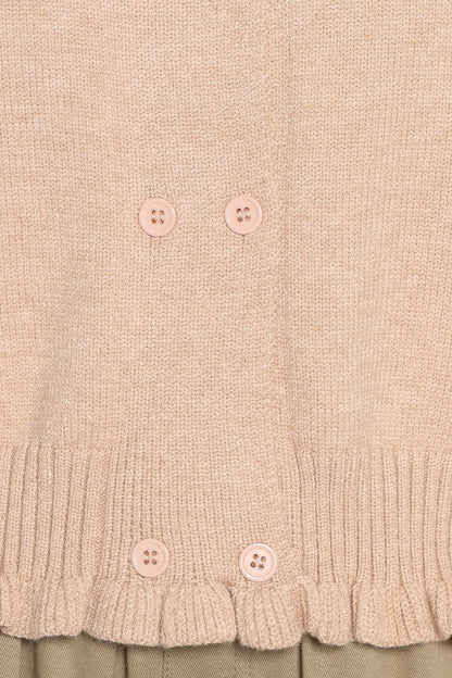 KNITWEAR Marjorie Frill Cardigan - Beige