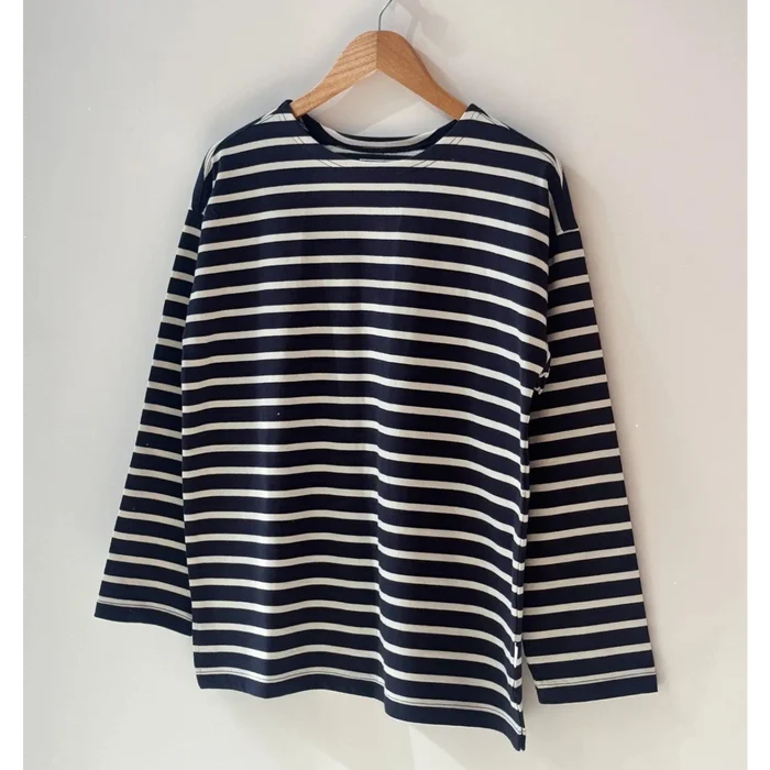 Marseille Top-Blue Stripe on Cream