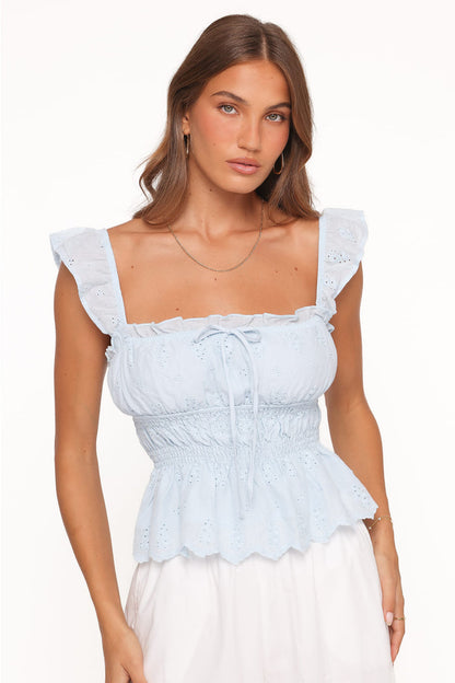 Petal and Pup USA TOPS Melissa Peplum Top - Pale Blue