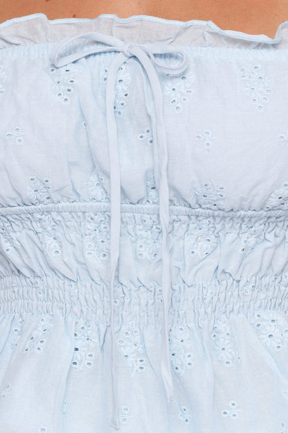 Petal and Pup USA TOPS Melissa Peplum Top - Pale Blue