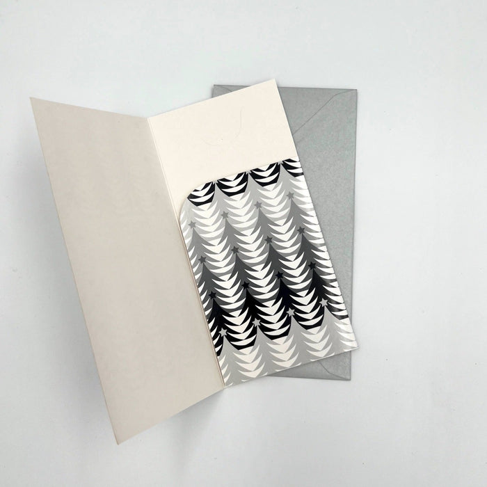 Merry Christmas Black and Silver Trees Greeting Card