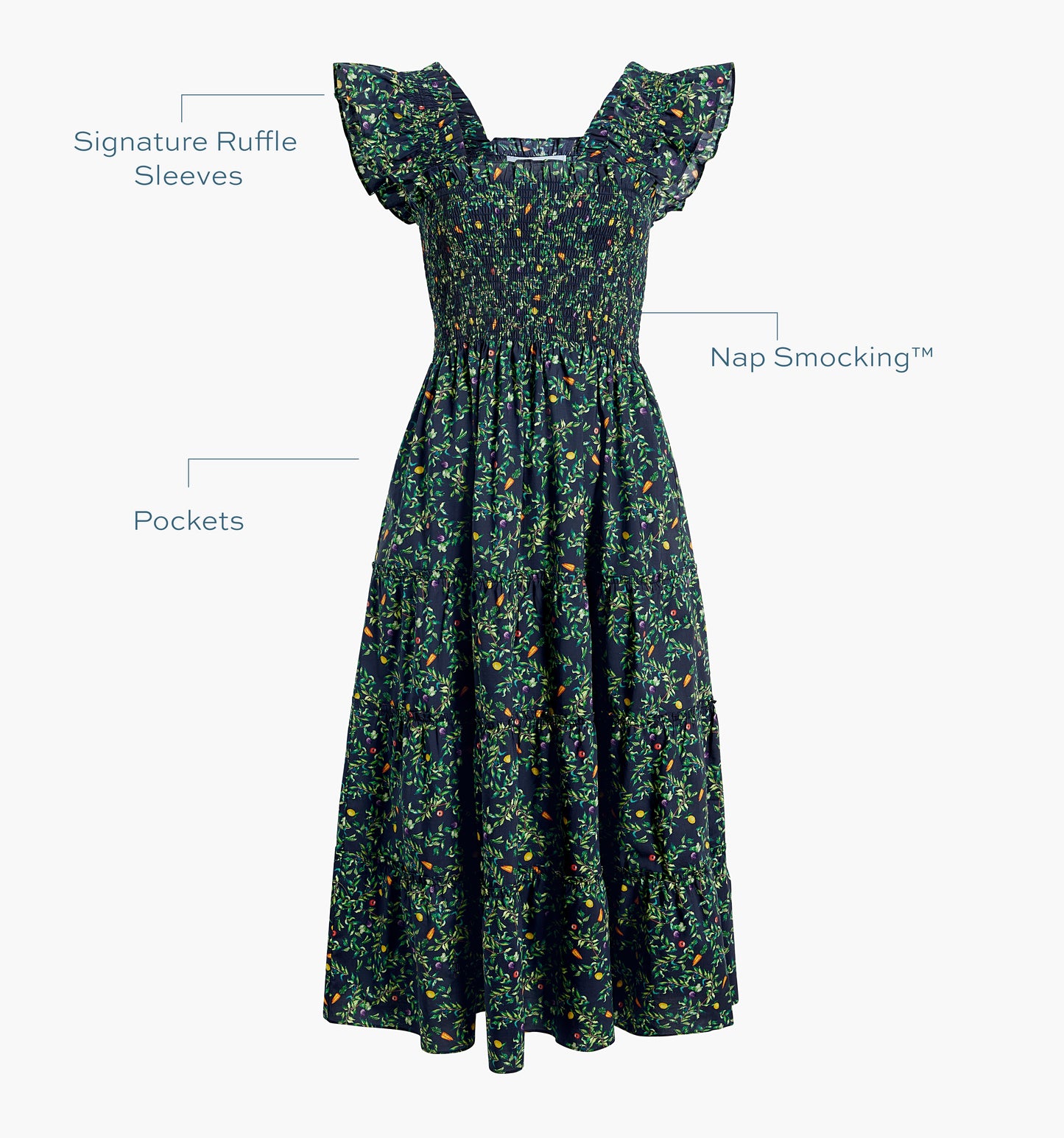 The Ellie Nap Dress - Midnight Garden Poplin