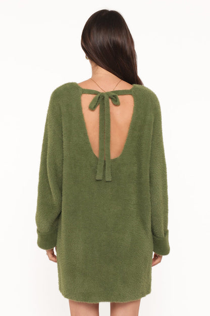 Petal and Pup USA DRESSES Mitchell Knit Mini Dress - Olive