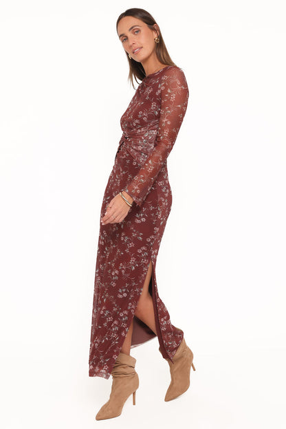 Petal and Pup USA DRESSES Nash Long Sleeve Dress - Rust Floral