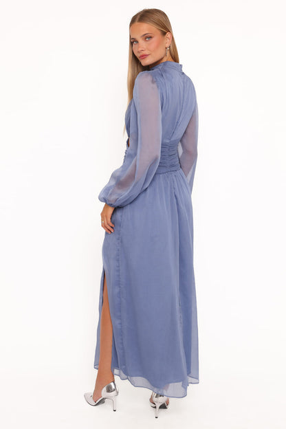 Petal and Pup USA DRESSES Neveah Long Sleeve Maxi Dress - Dusty Blue